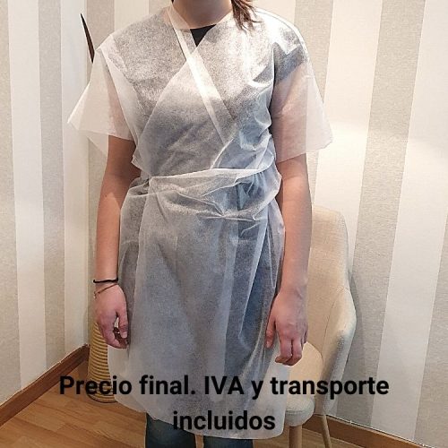 BATA O KIMONO DESECHABLE SANTEX BLANCA APERTURA DELANTERA 20gr.