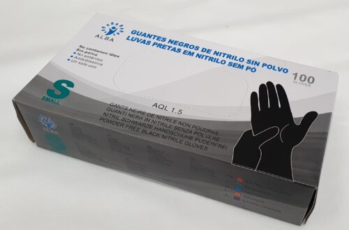 Guantes de Nitrilo Negros Sin Polvo (Caja de 100 uds.)